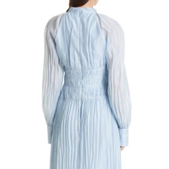 Jonathan Simkhai Jayana Cape Long Sleeve Organdy Ice Blue Dress Size 8 NWT $745 - Picture 5 of 13